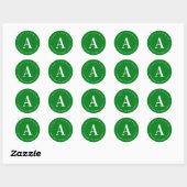 Sticker Rond Vert et blanc | Adresse de retour du monogramme (Feuille)