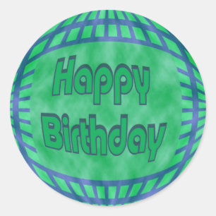 Sticker Rond vert et bleu Joyeux anniversaire