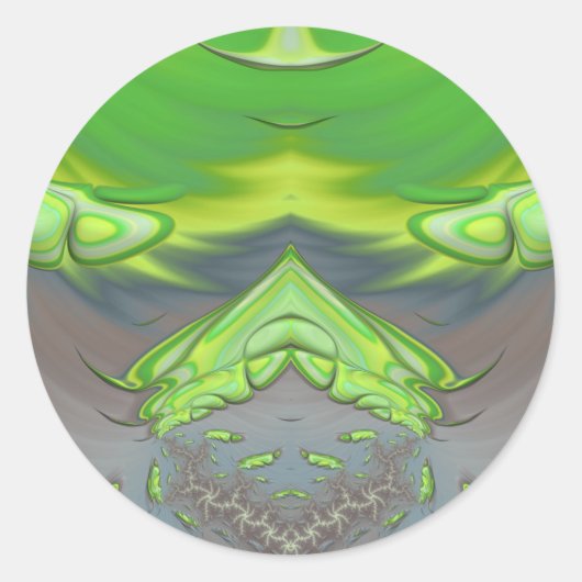 Sticker Rond ~ Vert et gris fractal ~ (Devant)