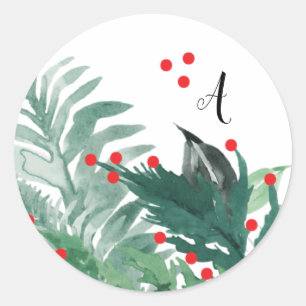 Sticker Rond Vert et rouge festif Noël Fêtes