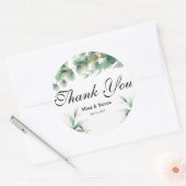Sticker Rond Vert eucalyptus naturel merci mariage (Enveloppe)