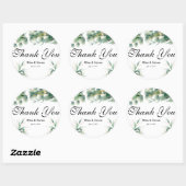 Sticker Rond Vert eucalyptus naturel merci mariage (Feuille)