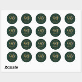 Sticker Rond Vert Fête des 90 ans écriture moderne or (Feuille)