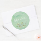 Sticker Rond Vert feuilles | Baby shower aquarelle (Enveloppe)