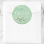 Sticker Rond Vert feuilles | Baby shower aquarelle (Sac)