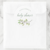 Sticker Rond Vert feuilles | Baby shower aquarelle (Sac)