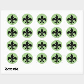 Sticker rond vert Fleur de lis (Feuille)
