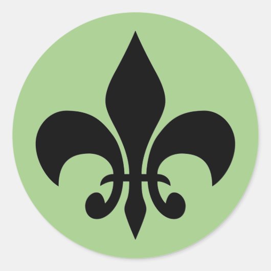 Sticker rond vert Fleur de lis (Devant)