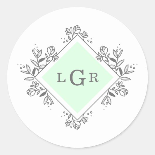 Sticker Rond Vert floral simple tiré (Devant)