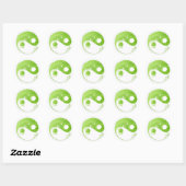 STICKER ROND VERT FLORAL YIN YANG DESIGN (Feuille)