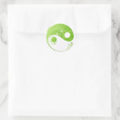 STICKER ROND VERT FLORAL YIN YANG DESIGN (Sac)