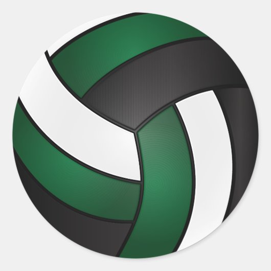 Sticker Rond Vert foncé, blanc et noir volley-ball (Devant)