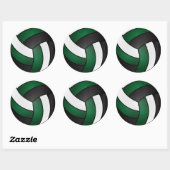Sticker Rond Vert foncé, blanc et noir volley-ball (Feuille)