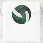 Sticker Rond Vert foncé, blanc et noir volley-ball (Sac)