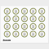 Sticker Rond Vert foncé blanc et or Votre logo ici Modèle (Feuille)