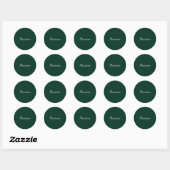 Sticker Rond Vert foncé Élégant Casual Propre Nom Écriture manu (Feuille)