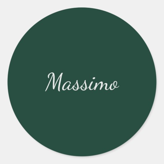 Sticker Rond Vert foncé Élégant Casual Propre Nom Écriture manu (Devant)