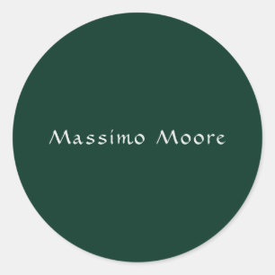 Sticker Rond Vert foncé Élégant Casual Propre Nom Écriture manu