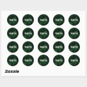 Sticker Rond Vert foncé Feuille Motif Merci  (Feuille)