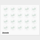 Sticker Rond Vert frais Mariage d'aquarelle moderne (Feuille)
