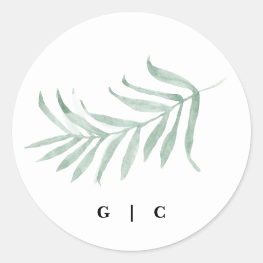 Sticker Rond Vert frais Mariage d'aquarelle moderne (Devant)