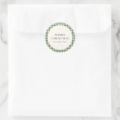Sticker Rond Vert Gingham Rustique Noël Moderne (Sac)