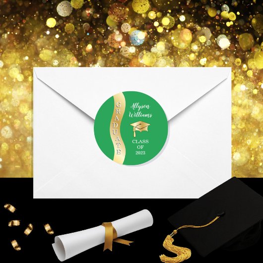 Sticker Rond Vert | Gold Graduate Wave Grad Casquette
