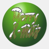 Sticker rond vert Joyeux X-mas (Devant)