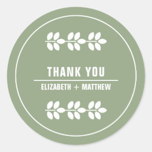 Sticker Rond Vert   Mariage Branches blanches