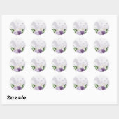 Sticker Rond vert mauve blanc fleuri (Feuille)