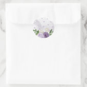 Sticker Rond vert mauve blanc fleuri (Sac)