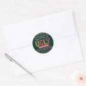 Sticker Rond Vert moche doux Noël nordique Knit Custom (Enveloppe)