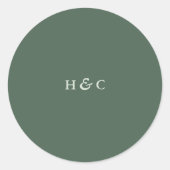 Sticker Rond Vert moderne Sage Moss Plain Mariage simple (Devant)