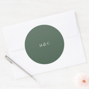 Sticker Rond Vert moderne Sage Moss Plain Mariage simple