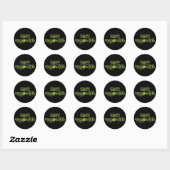 Sticker Rond Vert noir Jack-o'-lantern citrouille Joyeux Hallow (Feuille)