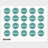 Sticker Rond Vert océan avec texte blanc reconnaissant (Feuille)