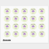 Sticker Rond Vert octopus mou violet (Feuille)