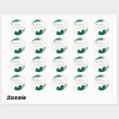 Sticker Rond Vert & Or Aquarelle Verdure Vacances tropicales (Feuille)
