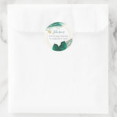 Sticker Rond Vert & Or Aquarelle Verdure Vacances tropicales (Sac)