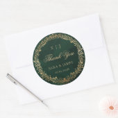 Sticker Rond Vert Or Émeraude Botanique Mariage Merci (Enveloppe)