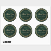 Sticker Rond Vert Or Émeraude Botanique Mariage Merci (Feuille)