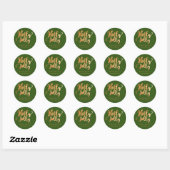 Sticker Rond Vert Or Joliment Joyeux Noël (Feuille)