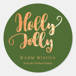 Sticker Rond Vert Or Joliment Joyeux Noël