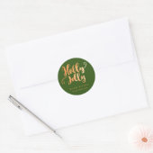 Sticker Rond Vert Or Joliment Joyeux Noël (Enveloppe)