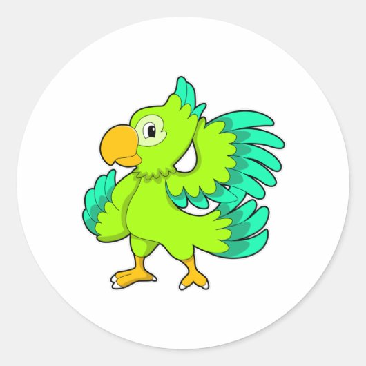 Sticker Rond Vert perroquet (Devant)