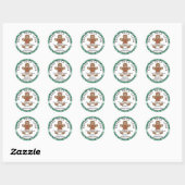 Sticker Rond Vert Plaid Cuit Avec Amour Cookies De Noël (Feuille)