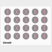 Sticker Rond ~ Vert rose et blanc fractal ~ (Feuille)