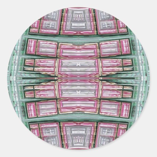 Sticker Rond ~ Vert rose et blanc fractal ~ (Devant)