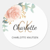 Sticker Rond Vert rose or rose rose fleurie Sweet 16 (Devant)