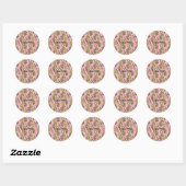 Sticker Rond Vert rose rétro Y2K Funky Hippie Flower Motif (Feuille)